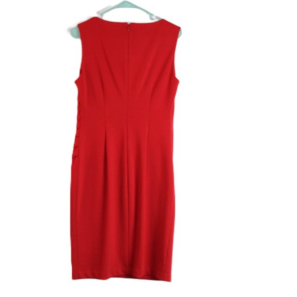Calvin Klein Red Sunburst Dress Size 8 Office /Party - Picture 3 of 8
